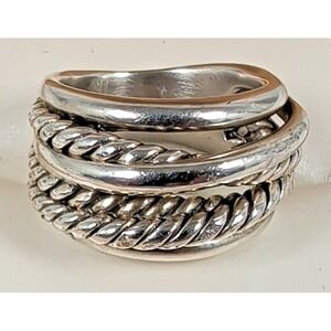 David Yurman Crossover Cable Ring 925 Sterling Sz 7